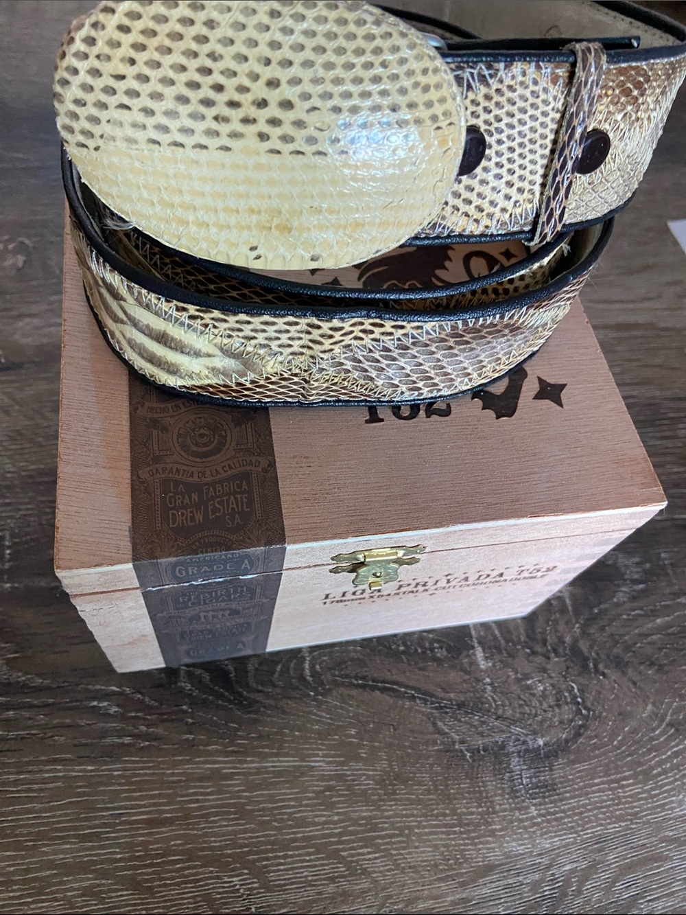 Vintage Genuine Snake- Leather Belt- Cream